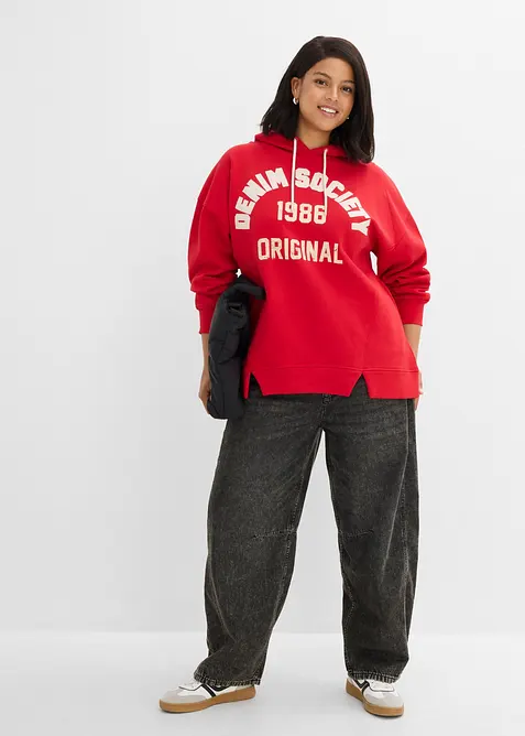 Felpa oversize in puro cotone con cappuccio, bonprix