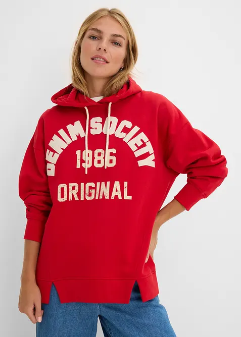 Felpa oversize in puro cotone con cappuccio, bonprix