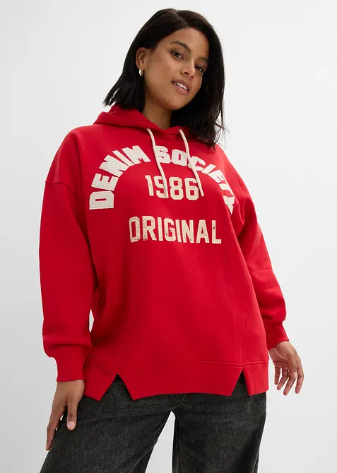 Felpa oversize in puro cotone con cappuccio, bonprix
