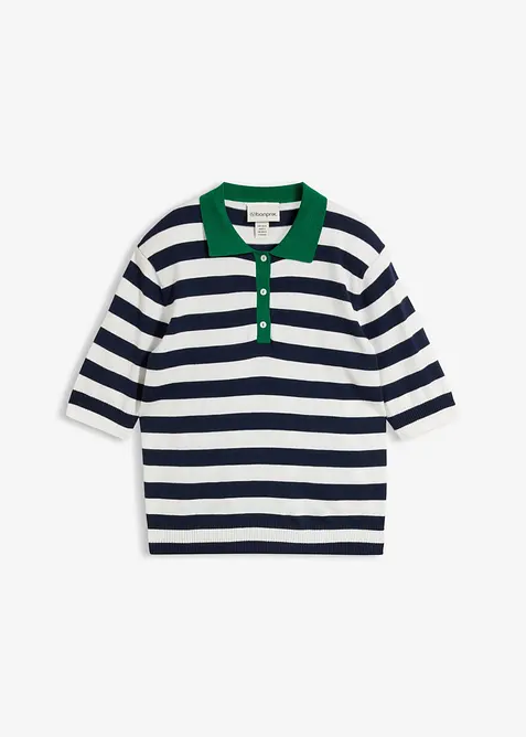 Maglia in filato fine con collo a polo, bonprix
