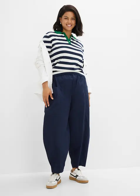 Maglia in filato fine con collo a polo, bonprix