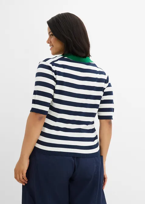 Maglia in filato fine con collo a polo, bonprix