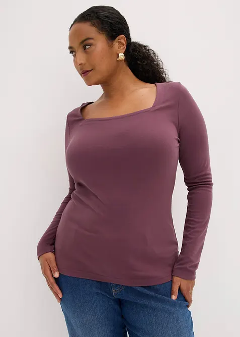 Maglia a maniche lunghe con scollo quadrato, bonprix