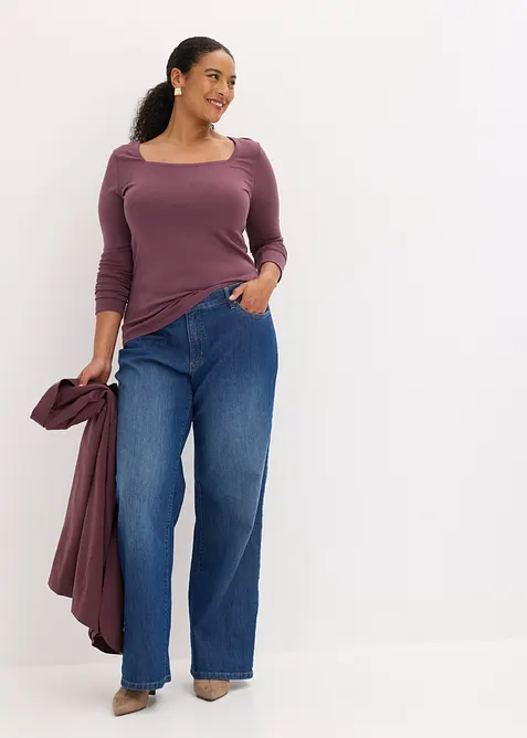 Maglia a maniche lunghe con scollo quadrato, bonprix