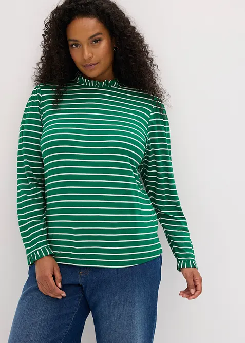 Maglia a maniche lunghe con ruches, bonprix