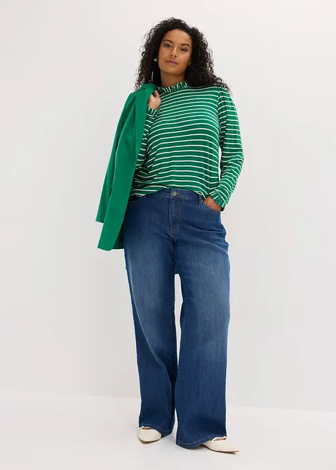 Maglia a maniche lunghe con ruches, bonprix