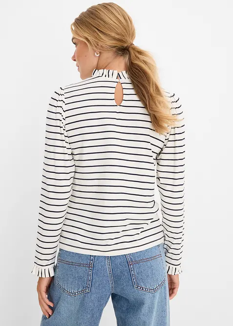 Maglia a maniche lunghe con ruches, bonprix
