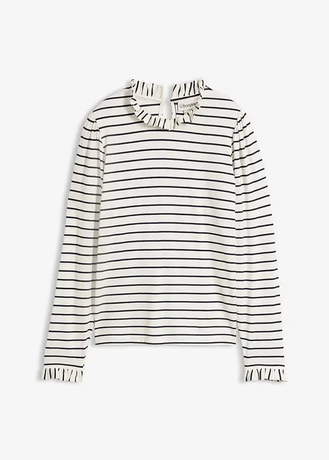 Maglia a maniche lunghe con ruches, bonprix
