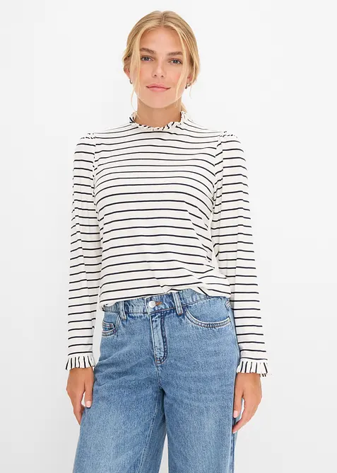 Maglia a maniche lunghe con ruches, bonprix