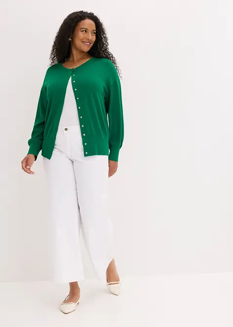 Cardigan in filato fine di misto viscosa morbido, bonprix