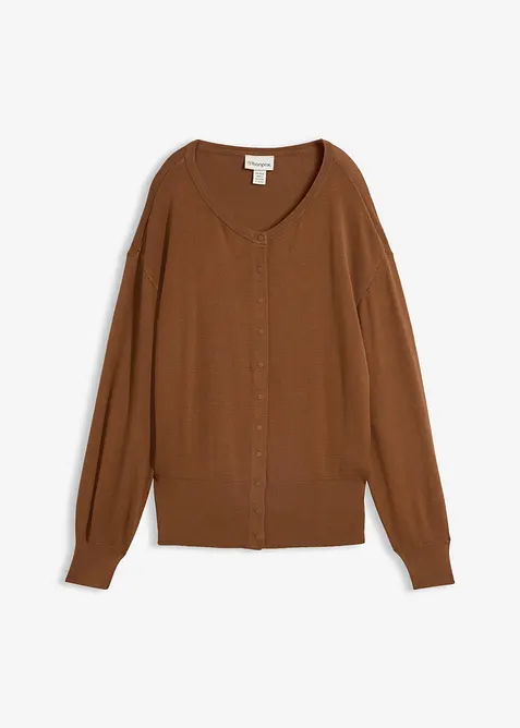 Cardigan in filato fine di misto viscosa morbido, bonprix