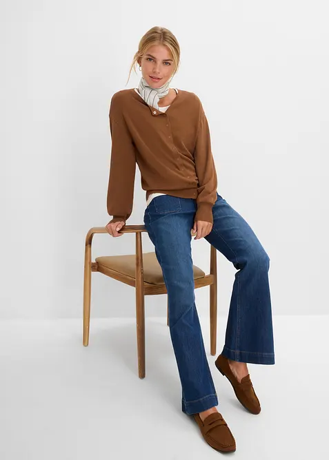 Cardigan in filato fine di misto viscosa morbido, bonprix