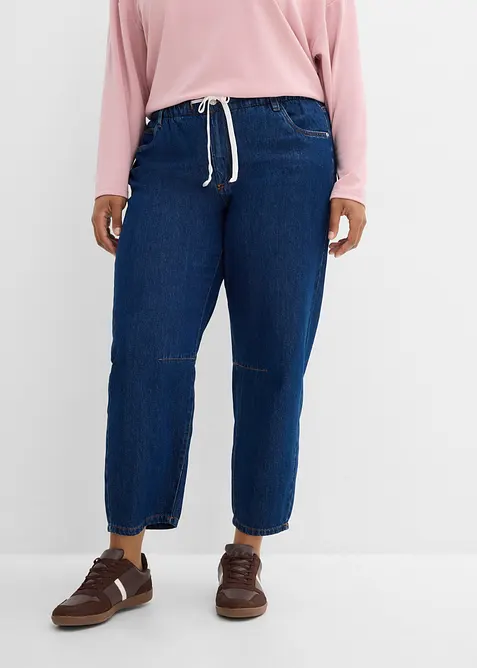 Jeans barrel cropped, vita media, bonprix
