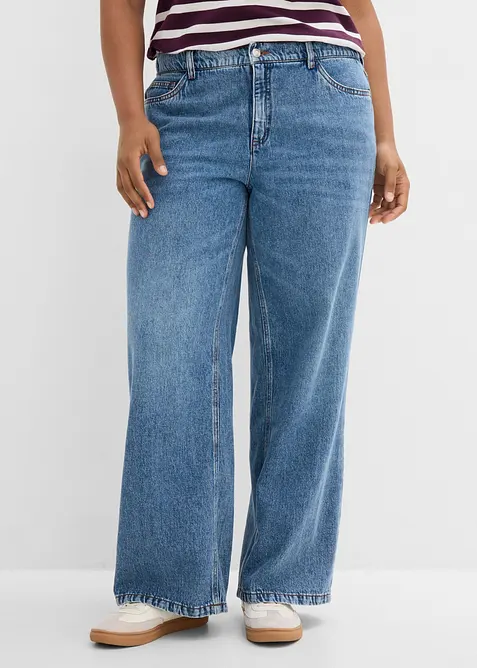 Jeans wide leg, vita media, bonprix