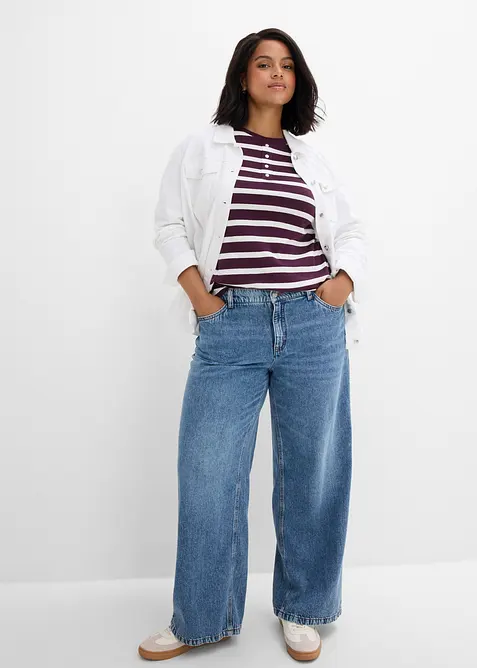 Jeans wide leg, vita media, bonprix