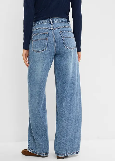 Jeans wide leg, vita media, bonprix