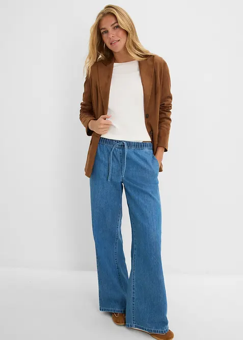Jeans wide leg leggeri, vita media, bonprix