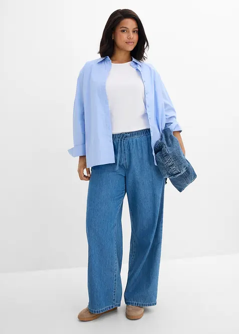 Jeans wide leg leggeri, vita media, bonprix
