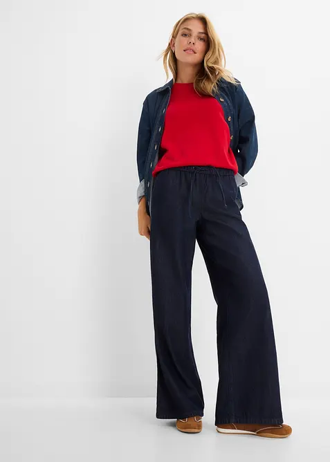 Jeans wide leg leggeri, vita media, bonprix