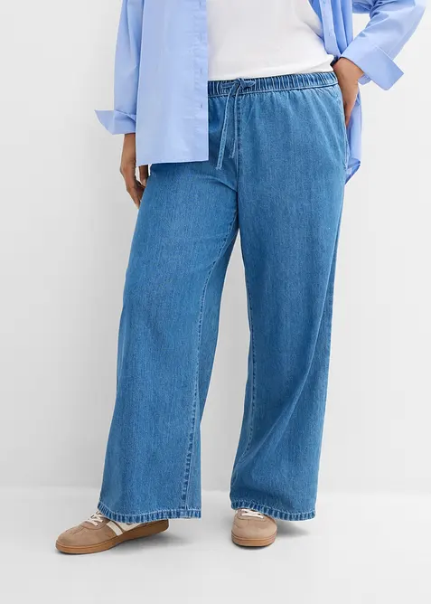 Jeans wide leg leggeri, vita media, bonprix