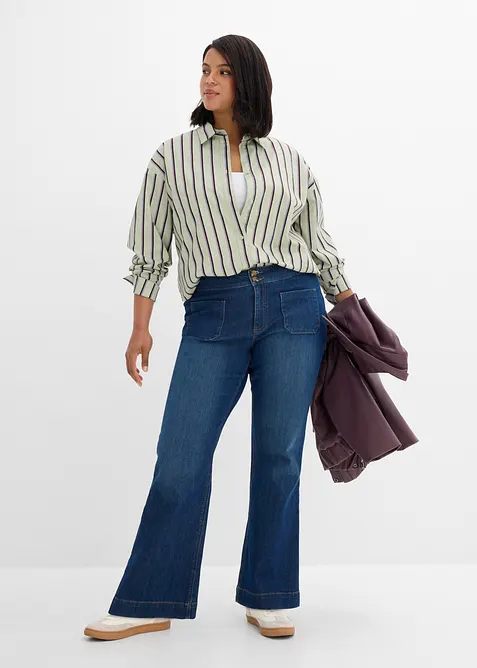 Jeans a zampa, vita media, bonprix