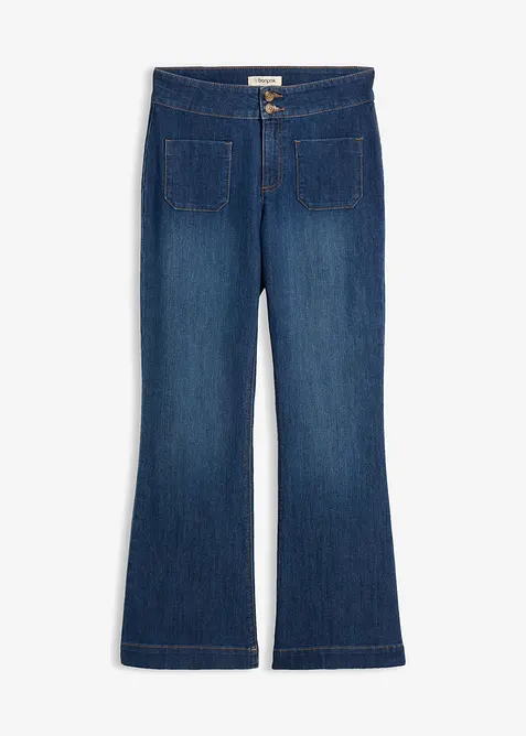 Jeans a zampa, vita media, bonprix