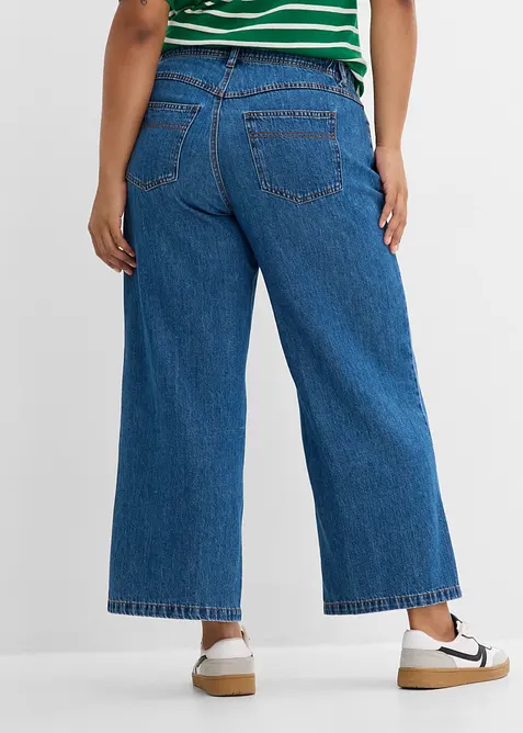Jeans wide leg cropped, vita media, bonprix