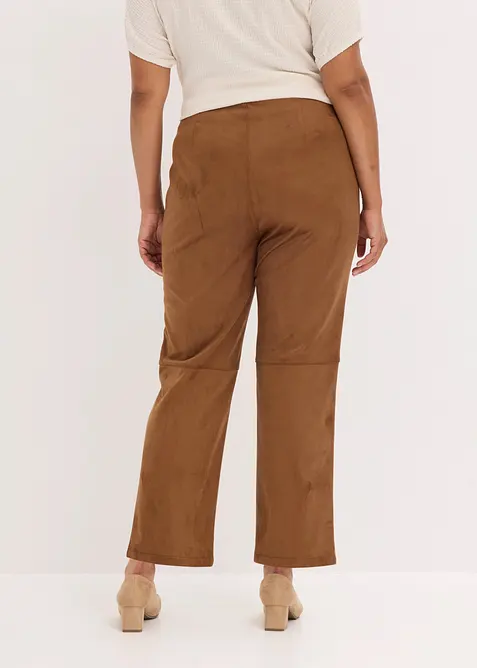 Pantaloni cropped in similpelle scamosciata, bonprix