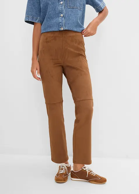 Pantaloni cropped in similpelle scamosciata, bonprix