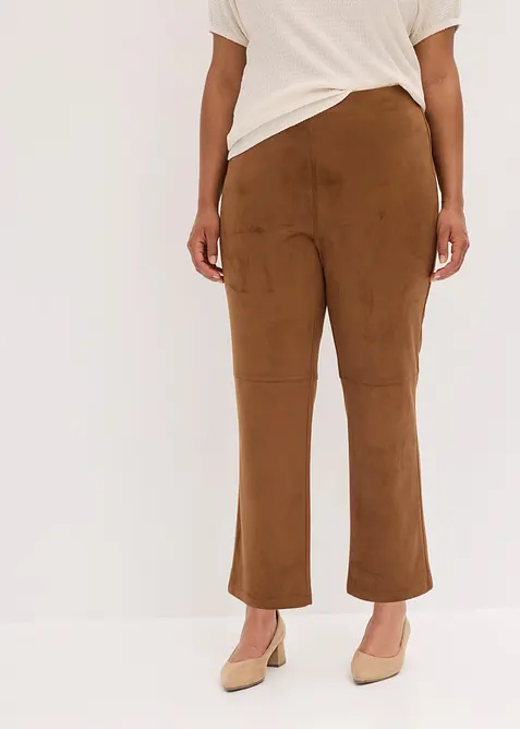 Pantaloni cropped in similpelle scamosciata, bonprix