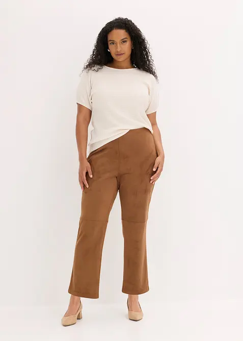Pantaloni cropped in similpelle scamosciata, bonprix