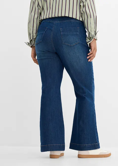Jeans a zampa, vita media, bonprix