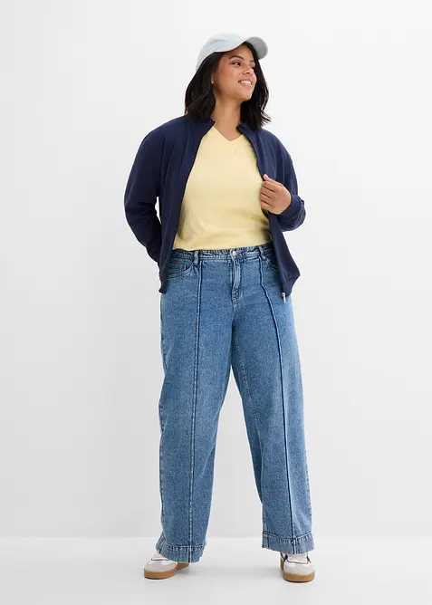 Jeans wide leg, vita media, bonprix