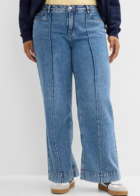 Jeans wide leg, vita media, bonprix