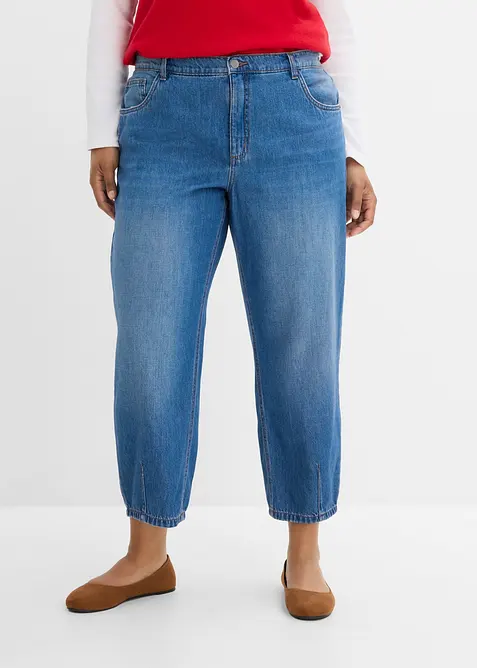 Jeans barrel cropped, vita media, bonprix