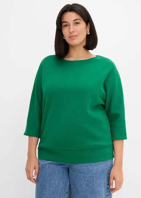 Maglia strutturata in interlock di misto cotone, bonprix