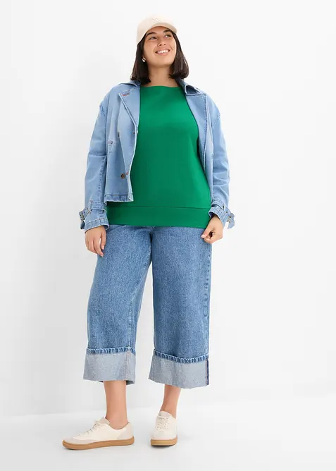 Maglia strutturata in interlock di misto cotone, bonprix