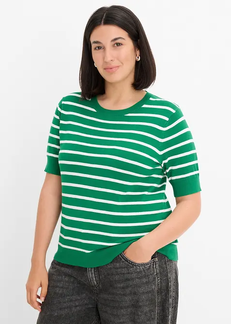 Maglione a maniche corte in filato fine di misto viscosa, bonprix