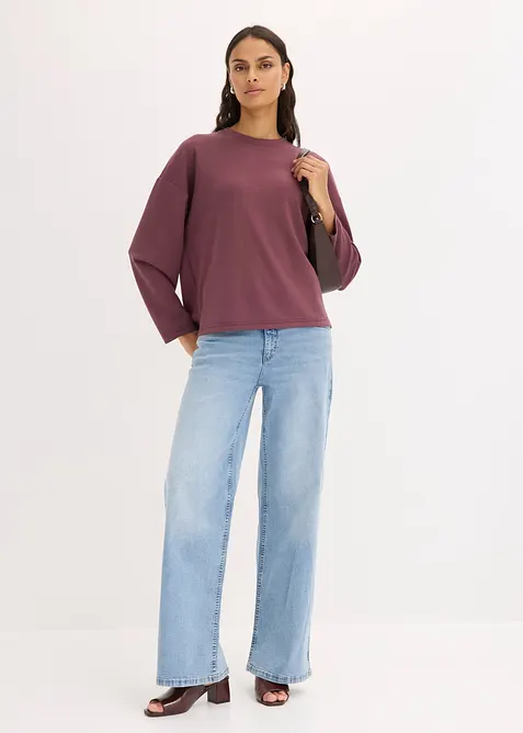Felpa oversize in misto viscosa effetto neoprene, bonprix