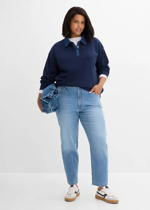 Mom jeans cropped, vita alta, bonprix