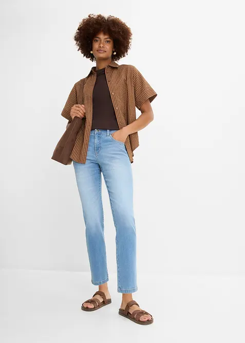 Jeans straight cropped, vita media, bonprix