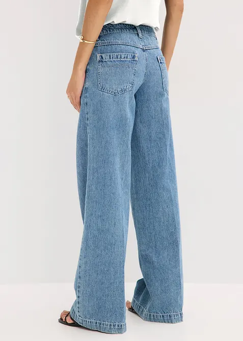 Jeans wide leg extra lunghi low stretch, vita media, bonprix