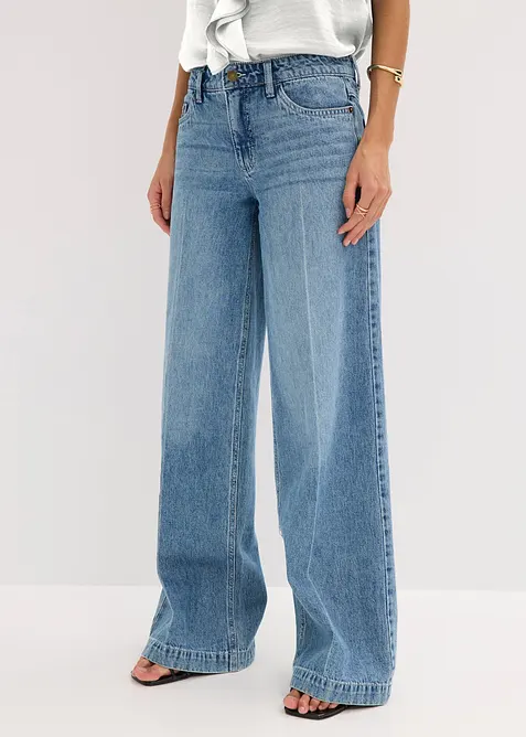 Jeans wide leg extra lunghi low stretch, vita media, bonprix