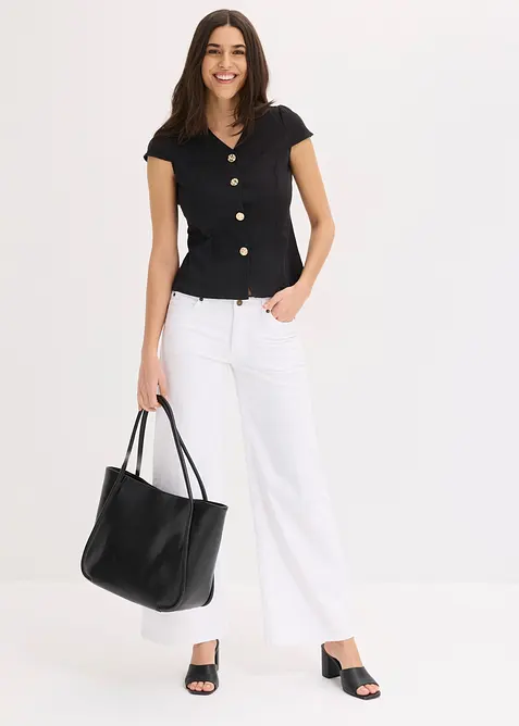 Blusa in cotone a maniche corte, bonprix