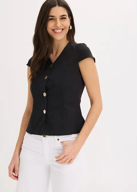 Blusa in cotone a maniche corte, bonprix