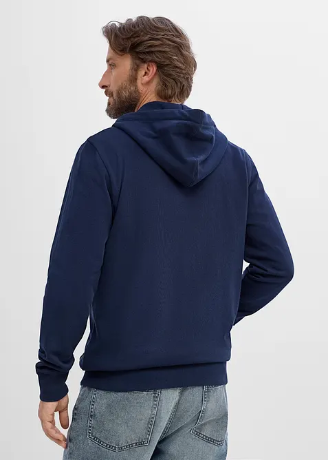 Felpa con zip e cappuccio in puro cotone, bonprix