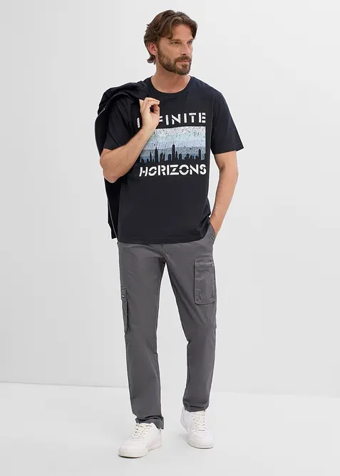 Pantaloni regular fit straight  elasticizzati con tasca per cellulare, bonprix