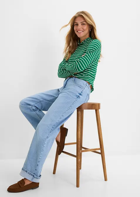 Jeans straight loose fit, vita alta, bonprix