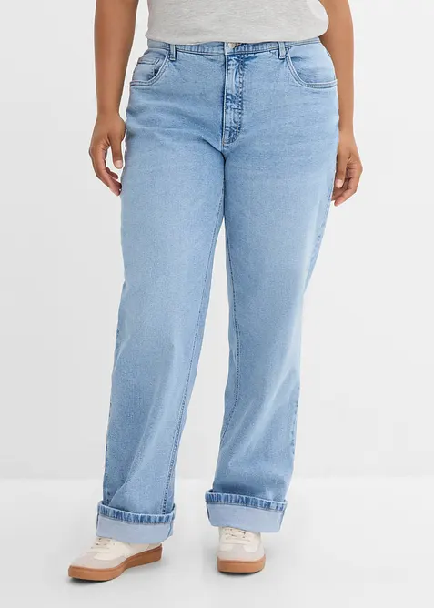 Jeans straight loose fit, vita alta, bonprix