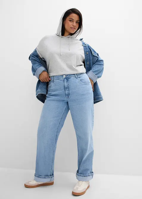 Jeans straight loose fit, vita alta, bonprix